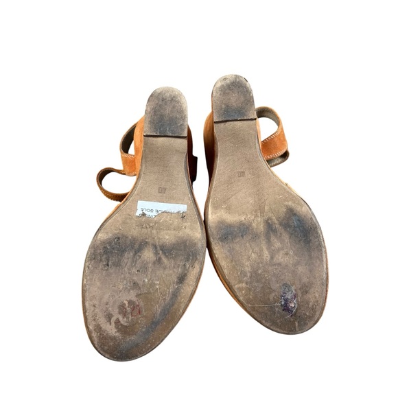 Sundance Great orange suede wedge ankle strap sandals SZ 40 - Picture 4 of 5